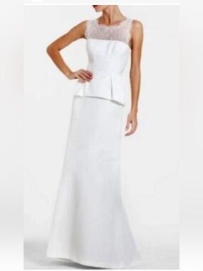 BCBGMaxAzria White Sleeveless Peplum Bridal Gown NWT